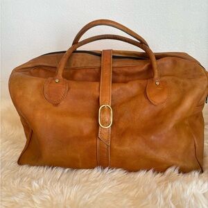 Vintage Italian Elegant Brown Leather Men's Duffel Bag